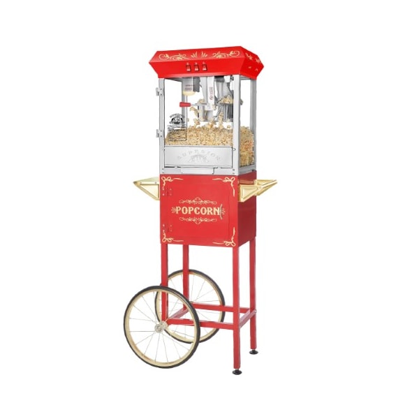 Superior Popcorn Co Carnival Popcorn Popper Machine With Cart-Makes Approx. 3 Gallons Per Batch- 8 oz., Red 554852NTY - main